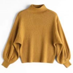 Lantern Sleeve Mock Neck Sweater